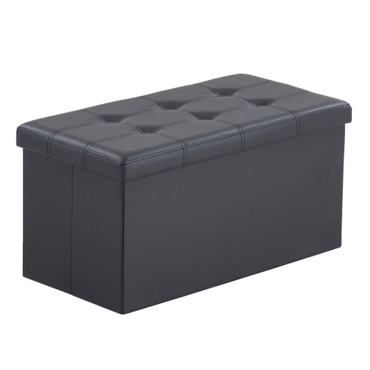 Foldable Storage Footstool Black 76 x 38 x 38(cm)