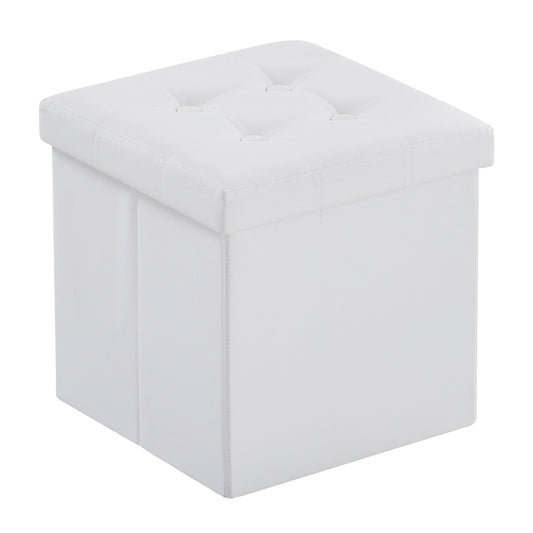 Foldable Storage Footstool White 38 x 38 x 38(cm)