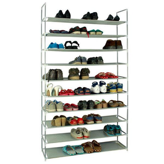 Non-woven 10 Layers Fabrics & Steel Shoe Rack Gray